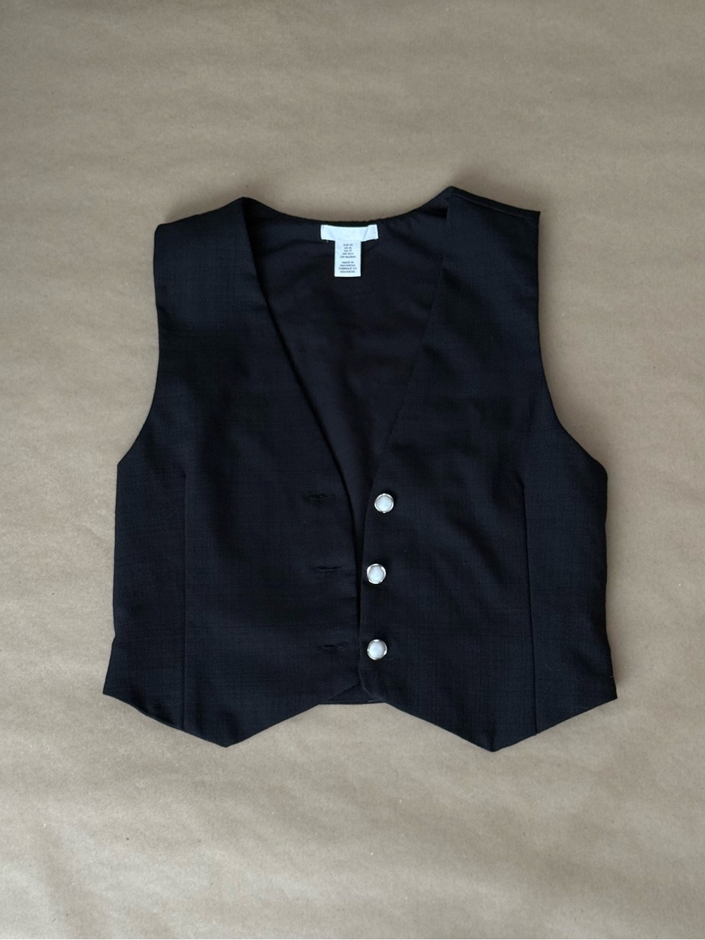 H&M Black Women's Vest with pearl Buttons